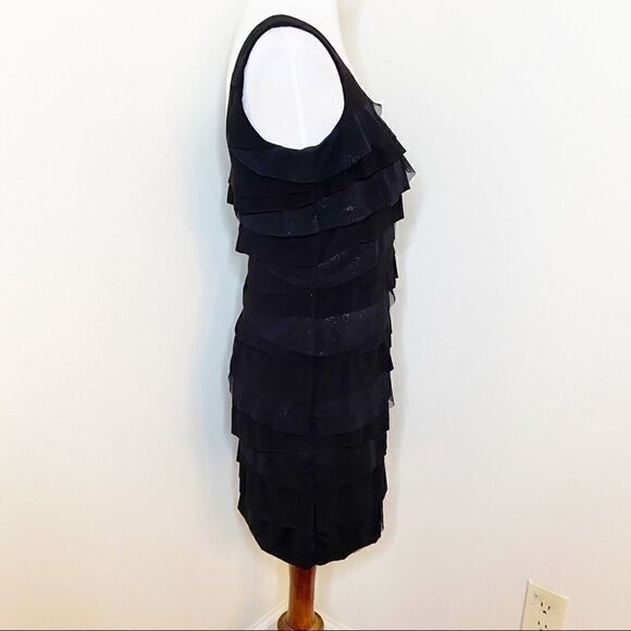Nine West Tiered Bodycon Little Black Dress Size 6 - Picture 4 of 8